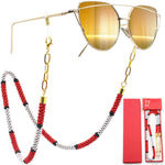 Load image into Gallery viewer, Eyeglass Chain Holder Necklace  Red Premium Beaded Glasses Strap for Sunglasses