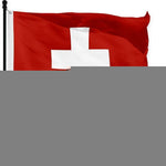 Load image into Gallery viewer, Combo Pack: 6 Feet Tangle Free Spinning Flagpole (Black) Switzerland Swiss Flag 3x5 ft Printed 150D Brass Grommets (Flag Included) Aluminum Flag Pole