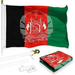 Load image into Gallery viewer, G128 Combo Pack: Flag Pole 6 FT White Tangle Free &amp; Afghanistan Afghan Flag 3x5 FT Printed 150D Polyester