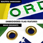 Load image into Gallery viewer, G128 Combo Pack: 6 Ft Tangle Free Aluminum Spinning Flagpole (White) &amp; Brazil Brazilian Flag 3x5 Ft, Double ToughWeave Series Double Sided Embroidered 210D Polyester  Pole with Flag Included