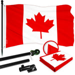 Load image into Gallery viewer, G128 Combo Pack: 5 Ft Tangle Free Aluminum Spinning Flagpole (Black) &amp; Canada Canadian Flag 2.5x4 Ft, ToughWeave Series Embroidered 210D Polyester  Pole with Flag Included