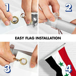 Load image into Gallery viewer, G128 Combo Pack: 6 Ft Tangle Free Aluminum Spinning Flagpole (Silver) &amp; Syria Syrian Flag 3x5 Ft, LiteWeave Pro Series Printed 150D Polyester  Pole with Flag Included