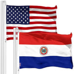 Load image into Gallery viewer, G128 Combo Pack: American USA Flag 3x5 Ft &amp; Paraguay Flag 3x5 Ft, Both Printed 150D Polyester, Indoor/Outdoor, Brass Grommets