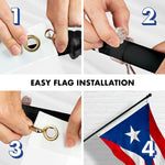 Load image into Gallery viewer, G128 Combo Pack: 5 Ft Tangle Free Aluminum Spinning Flagpole (Black) &amp; Puerto Rico Puerto Rican Flag 2.5x4 Ft, ToughWeave Series Embroidered 300D Polyester  Pole with Flag Included