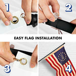 Load image into Gallery viewer, G128 Combo Pack: 5 Ft Tangle Free Aluminum Spinning Flagpole (Black) &amp; Betsy Ross 1776 TeaStained Flag 2.5x4 Ft, ToughWeave Pro Series Embroidered 420D Polyester  Pole with Flag Included
