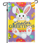 Load image into Gallery viewer, Easter Greetings with White Bunny Eggs Garden Flag 12x18 Inch Printed 150D