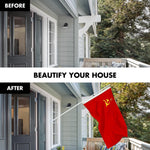 Load image into Gallery viewer, G128 Combo Pack: 6 Ft Tangle Free Aluminum Spinning Flagpole (White) &amp; Union of Soviet Socialist Republics USSR Flag 3x5 Ft, LiteWeave Pro Series Printed 150D Polyester  Pole with Flag Included