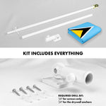 Load image into Gallery viewer, G128 Combo Pack: 6 Ft Tangle Free Aluminum Spinning Flagpole (White) &amp; Saint Lucia Saint Lucian Flag 3x5 Ft, LiteWeave Pro Series Printed 150D Polyester  Pole with Flag Included