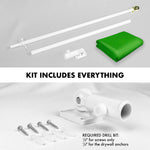 Load image into Gallery viewer, G128 Combo Pack: 5 Ft Tangle Free Aluminum Spinning Flagpole (White) &amp; Solid Lime Green Color Flag 2.5x4 Ft, LiteWeave Pro Series Printed 150D Polyester  Pole with Flag Included