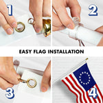 Load image into Gallery viewer, G128 Combo Pack: 5 Ft Tangle Free Aluminum Spinning Flagpole (White) &amp; Betsy Ross Flag 2.5x4 Ft, ToughWeave Series Embroidered 300D Polyester  Pole with Flag Included