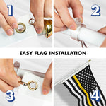 Load image into Gallery viewer, G128 Combo Pack: Flag Pole 6 FT White Tangle Free &amp; Thin Yellow Line Flag 3x5 FT Brass Grommets Printed Polyester (Flag Included) Aluminum Flag Pole