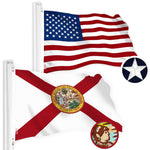 Load image into Gallery viewer, G128 Combo Pack: American USA Flag 3x5 Ft &amp; Florida FL State Flag 3x5 Ft  Both StormFlyer Series Embroidered 220GSM Spun Polyester, Brass Grommets