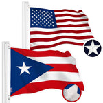 Load image into Gallery viewer, G128 Combo Pack: American USA Flag 4x6 Ft &amp; Puerto Rico Flag 4x6 Ft, Both Embroidered SPUN Polyester, Indoor/Outdoor, Brass Grommets