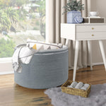 Load image into Gallery viewer, Eco living Recycled Cotton Rope Storage Basket  21.7 x 21.7 x 13.8 Inches Extra Large Basket for Cushions Blanket Pillows Toys Stylish and Eco Friendly Living Room Rope Basket Gray