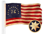 Load image into Gallery viewer, G128 Bennington TeaStained Flag  4x6 Ft  Embroidered 420D Polyester  Embroidered Stars, Sewn Stripes, Brass Grommets, Indoor/Outdoor, Vibrant Colors, Quality Polyester