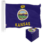 Load image into Gallery viewer, G128 5 Pack: Kansas KS State Flag  3x5 Ft  LiteWeave Pro Series Printed 150D Polyester  Indoor/Outdoor, Vibrant Colors, Brass Grommets, Thicker and More Durable Than 100D 75D Polyester