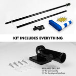 Load image into Gallery viewer, Combo Pack: 6 Feet Tangle Free Spinning Flagpole (Black) Uruguay Uruguay Flag 3x5 ft Printed 150D Brass Grommets (Flag Included) Aluminum Flag Pole