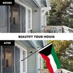 Load image into Gallery viewer, G128 Combo Pack: 6 Ft Tangle Free Aluminum Spinning Flagpole (Black) &amp; Kuwait Kuwaiti Flag 3x5 Ft, LiteWeave Pro Series Printed 150D Polyester  Pole with Flag Included
