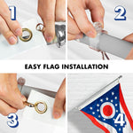 Load image into Gallery viewer, G128  6 Feet Tangle Free Spinning Flagpole (Silver) Ohio Flag Brass Grommets Embroidered 3x5 ft (Flag Included) Aluminum Flag Pole