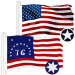 Load image into Gallery viewer, G128 Combo Pack: American USA Flag 2.5x4 Ft &amp; Bennington 76 Flag 2.5x4 Ft  Both ToughWeave Series Embroidered 300D Polyester, Embroidered Design, Indoor/Outdoor, Brass Grommets
