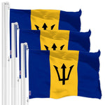Load image into Gallery viewer, G128 3 Pack: Barbados Barbadian Flag  3x5 Ft  LiteWeave Pro Series Printed 150D Polyester  Country Flag, Indoor/Outdoor, Vibrant Colors, Brass Grommets, Thicker and More Durable Than 100D 75D Polyester