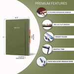Load image into Gallery viewer, 2025 2026 HARDCOVER Leather Planner Weekly &amp; Monthly   8.5x11 Inches   Academic Planner Business Personal or Student   Pen Holder Thick Paper July 2025   June 2026 (Olive Green)
