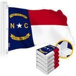 Load image into Gallery viewer, G128 5 Pack: North Carolina State Flag  5x8 Ft  StormFlyer Series Embroidered 220GSM Spun Polyester  Embroidered Design, Indoor/Outdoor, Brass Grommets, Heavy Duty, All Weather