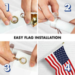 Load image into Gallery viewer, G128 Combo Pack: 6 Ft Tangle Free Aluminum Spinning Flagpole (White) &amp; American USA Flag 3x5 Ft, LiteWeave Pro Series Printed 150D Polyester, 4 Corner Brass Grommets  Pole with Flag Included