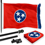 Load image into Gallery viewer, Combo Pack: 6 Feet Tangle Free Spinning Flagpole (Black) Tennessee TN State Flag 3x5 ft Printed 150D Brass Grommets (Flag Included) Aluminum Flag Pole