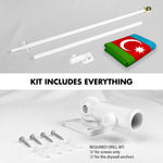 Load image into Gallery viewer, G128 Combo Pack: 6 Ft Tangle Free Aluminum Spinning Flagpole (White) &amp; Azerbaijan Azerbaijanis Azeris Flag  3x5 Ft LiteWeave Pro Series Printed 150D Polyester  Pole with Flag Included