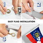 Load image into Gallery viewer, G128 Combo Pack: 5 Ft Tangle Free Aluminum Spinning Flagpole (Silver) &amp; Georgia GA State Flag 2.5x4 Ft, ToughWeave Series Embroidered 300D Polyester  Pole with Flag Included