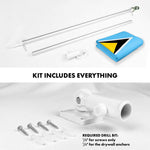 Load image into Gallery viewer, G128 Combo Pack: 6 Ft Tangle Free Aluminum Spinning Flagpole (Silver) &amp; Saint Lucia Saint Lucian Flag 3x5 Ft, LiteWeave Pro Series Printed 150D Polyester  Pole with Flag Included
