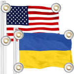 Load image into Gallery viewer, G128 Combo Pack: American USA Flag 3x5 Ft &amp; Ukraine Ukrainian Flag 3x5 Ft  Both LiteWeave Pro Series Printed 150D Polyester, 4 Corner Brass Grommets, Perfect For Balcony/Wall