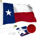 Load image into Gallery viewer, G128  6 Feet Tangle Free Spinning Flagpole (White) Texas Flag Brass Grommets Spun Polyester 3x5 ft (Flag Included) Aluminum Flag Pole