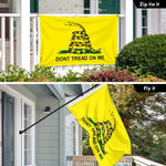 Load image into Gallery viewer, G128 Combo Pack: 6 Ft Tangle Free Aluminum Spinning Flagpole (Black) &amp; Gadsden Don't Tread On Me Flag 3x5 Ft, LiteWeave Pro Printed 150D Polyester, 4 Corner Brass Grommets  Pole with Flag Included