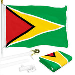 Load image into Gallery viewer, Combo Pack 6 Ft Tangle Free Aluminum Spinning Flagpole White Guyana Guyanese