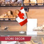 Load image into Gallery viewer, G128 Canada Canadian Deluxe Desk Flag Set  8.5x5.5 In  Printed 300D Polyester, with Silver Dome and Base, 15 Metal Pole, Decorations For Office, Home and Festival Events Celebration