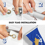 Load image into Gallery viewer, G128 Combo Pack: 6 Ft Tangle Free Spinning Flagpole (Silver) &amp; Kosovo Flag 3x5 Ft Printed 150D Polyester, Brass Grommets (Flag Included) Aluminum Flag Pole