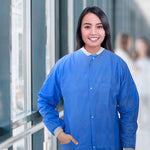 Load image into Gallery viewer, Disposable Lab Coats for Adults Medium Size Blue Medical Clothing 10 Pack