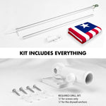 Load image into Gallery viewer, G128 Combo Pack: 6 Ft Tangle Free Aluminum Spinning Flagpole (Silver) &amp; Liberia Liberian Flag  3x5 Ft LiteWeave Pro Series Printed 150D Polyester  Pole with Flag Included