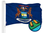 Load image into Gallery viewer, G128 Combo Pack: American USA Flag 3x5 Ft &amp; Michigan MI State Flag 3x5 Ft  Both ToughWeave Series Embroidered 300D Polyester, Embroidered Design, Indoor/Outdoor, Brass Grommets