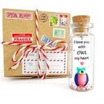 Load image into Gallery viewer, Cute and Kawaii Valentine's Day and Anniversary Presents Personalized Love Gifts for Boyfriend Girlfriend (Colorful Owl I Love You with Owl My Heart in Craft Gift Box)