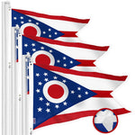 Load image into Gallery viewer, G128 3 Pack: Ohio OH State Flag  2.5x4 Ft  StormFlyer Series Embroidered 220GSM Spun Polyester  Embroidered Design, Indoor/Outdoor, Brass Grommets, Heavy Duty, All Weather