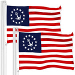Load image into Gallery viewer, G128 2 Pack: American USA Yacht Ensign Flag  3x5 Ft  LiteWeave Pro Series Printed 150D Poly  Nautical Flag, Indoor/Outdoor, Vibrant Colors, Brass Grommets, Thicker and More Durable Than 100D 75D