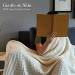 Load image into Gallery viewer, The Fine Living Co. 100% Cotton Waffle Weave Throw Blanket Lightweight Soft and Breathable Throw Blanket for All Season Skin Friendly Blanket for Couch Bed Sofa  50”x60” inches Ivory