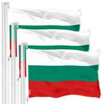 Load image into Gallery viewer, G128 3 Pack: Bulgaria Flag  3x5 Ft  LiteWeave Pro Series Printed 150D Polyester  Country Flag, Indoor/Outdoor, Vibrant Colors, Brass Grommets, Thicker and More Durable Than 100D 75D Polyester