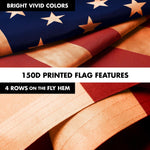 Load image into Gallery viewer, G128 Combo Pack: 6 Ft Tangle Free Aluminum Spinning Flagpole (Black) &amp; American USA TeaStained Flag 3x5 Ft, LiteWeave Pro Series Printed 300D Polyester  Pole with Flag Included