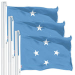 Load image into Gallery viewer, G128 3 Pack: Micronesia Micronesian Flag  3x5 Ft  LiteWeave Pro Printed 150D Polyester  Country Flag, Indoor/Outdoor, Vibrant Colors, Brass Grommets, Thicker and More Durable Than 100D 75D Poly