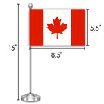 Load image into Gallery viewer, G128 Canada Canadian Deluxe Desk Flag Set  8.5x5.5 In  Printed 300D Polyester, with Silver Dome and Base, 15 Metal Pole, Decorations For Office, Home and Festival Events Celebration