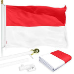 Load image into Gallery viewer, G128 Combo Pack: 6 Ft Tangle Free Spinning Flagpole (White) &amp; Indonesia Flag 3x5 Ft Printed 150D Polyester, Brass Grommets (Flag Included) Aluminum Flag Pole